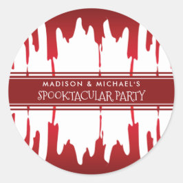 Adesivo Redondo Sangrento Derramamento Vermelho do Halloween