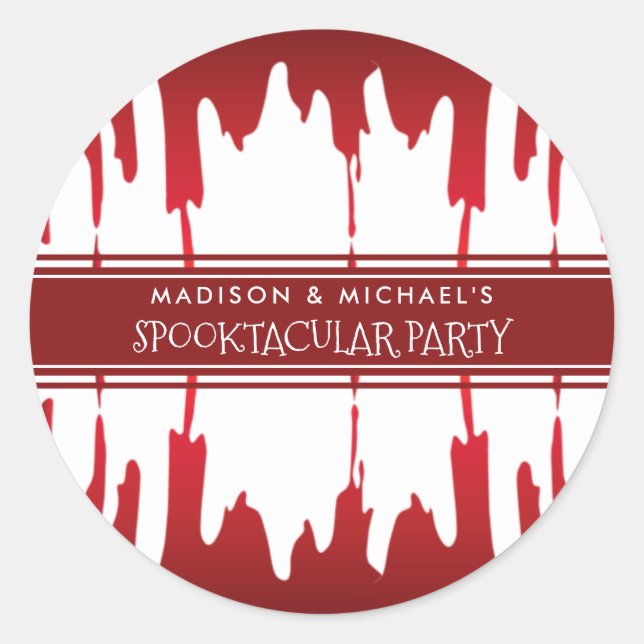 Adesivo Redondo Sangrento Derramamento Vermelho do Halloween (Frente)