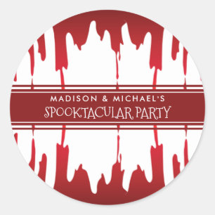 Adesivo Redondo Sangrento Derramamento Vermelho do Halloween