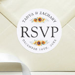 Adesivo Redondo Sangue de girassol | VP de Casamento<br><div class="desc">Um único conjunto de adesivos RSVP floral de Sunflower,  adaptado especificamente ao seu futuro casamento.</div>
