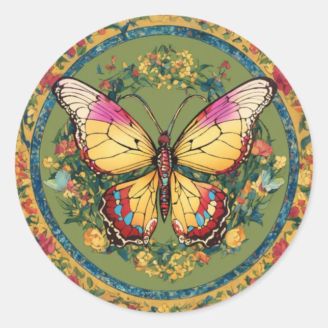 Adesivo Redondo "Sangue Flutuante: Uma Sinfonia Floral" (Frente)