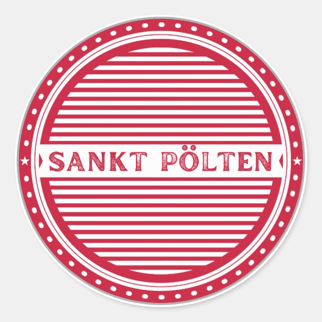 Adesivo Redondo Sankt Pölten City Pride Emblem – Austria Identity (Frente)