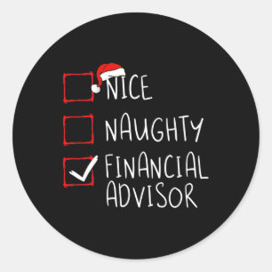 Adesivo Redondo Sant de Lista de Natal do Consultor Financeiro Bas