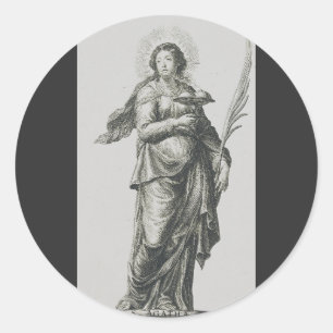 Adesivo Redondo Santa Ágata da Graça Vulcânica Siciliana Arte