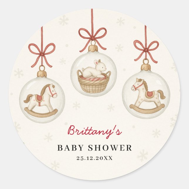 Adesivo Redondo Santa Baby Christmas Baby Shower  (Frente)