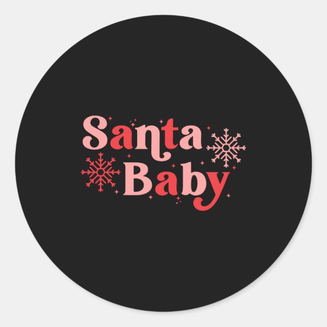 Adesivo Redondo Santa Baby Fun Holiday Tygraphy Design  (Frente)