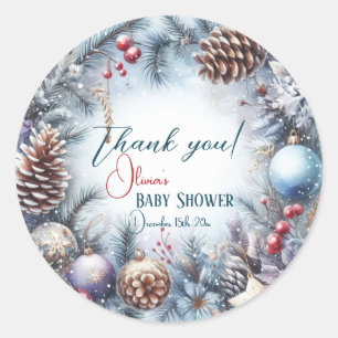 Adesivo Redondo Santa Baby Natal Inverno Baby Shower