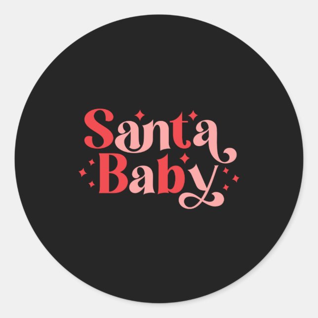 Adesivo Redondo Santa Baby Retro Christmas Tygraphy  (Frente)