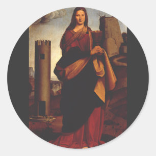 Adesivo Redondo Santa Bárbara por Giovanni Antonio Boltraffio