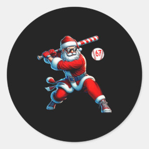 Adesivo Redondo Santa Beisebol Seis Sete 6 7 Meme Natal Homens Bo
