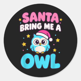 Adesivo Redondo Santa Bring A Owl Christmas Funny Christmas Animal