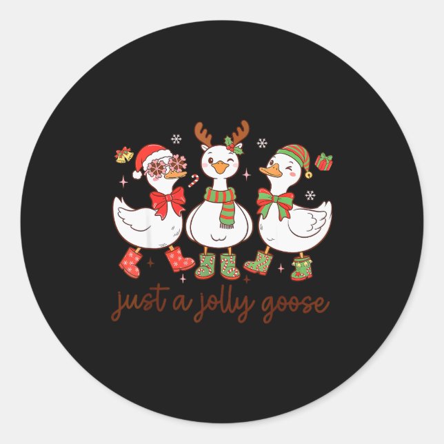 Adesivo Redondo Santa Christmas Goose Just A Jolly Goose Kids Boys (Frente)