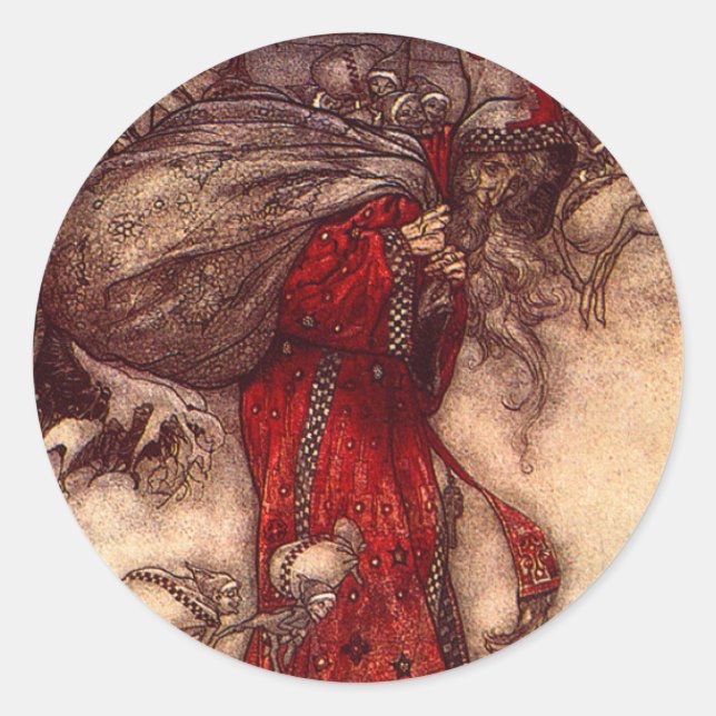 Adesivo Redondo Santa Claus Arthur Rackham (Frente)