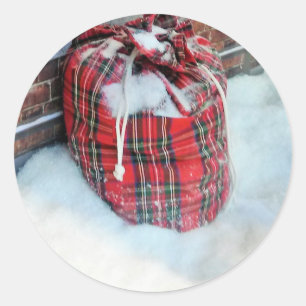 Adesivo Redondo Santa Claus Bag na neve