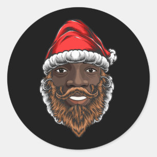 Adesivo Redondo Santa Claus Black Xmas Papai noel Afro-Americano