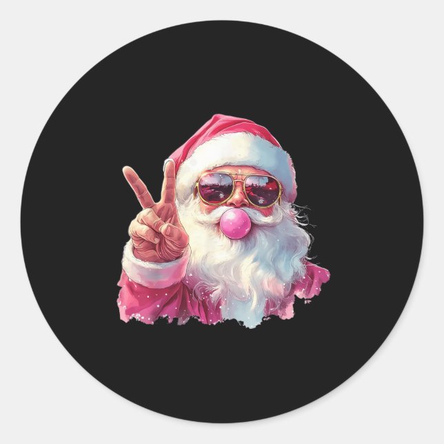 Adesivo Redondo Santa Claus Blowing Bubble Gum Nk Sungles Christma (Frente)