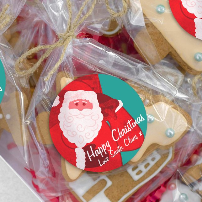 Adesivo Redondo Santa Claus Christmas holidays candy gift tin (Criador carregado)