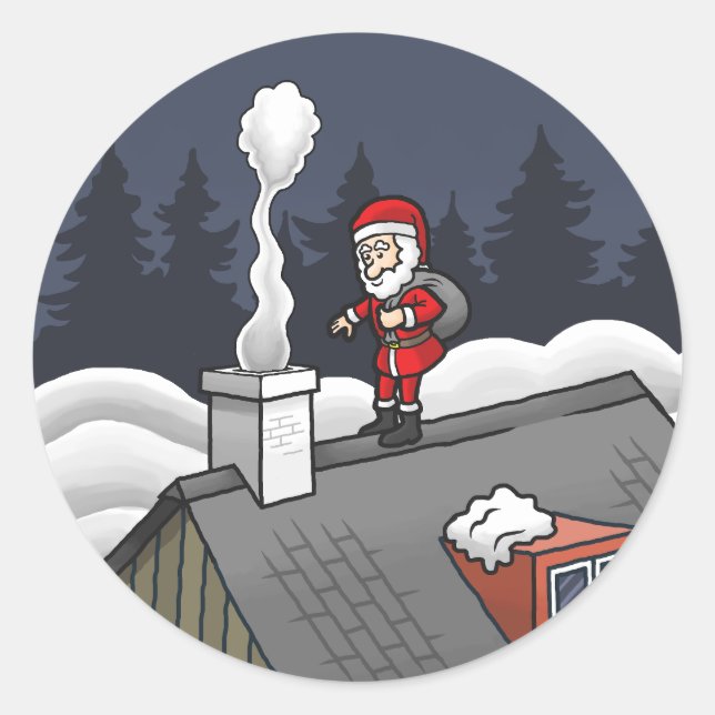 Adesivo Redondo Santa Claus deliver the Christmas presents (Frente)