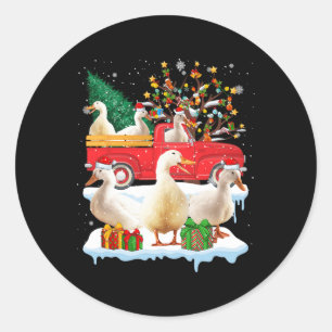 Adesivo Redondo Santa Claus Duck Ride Red Truck Tree Christma