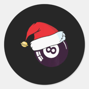 Adesivo Redondo Santa Claus Hat Billiards 8 Ll Natal