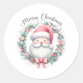 Adesivo Redondo Santa Claus Merry Christmas Stickers