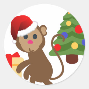 Adesivo Redondo santa claus monkey emoji