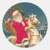 Santa Claus on a wooden horse
