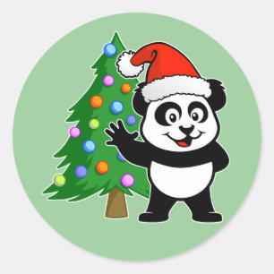 Adesivo Redondo Santa Claus Panda