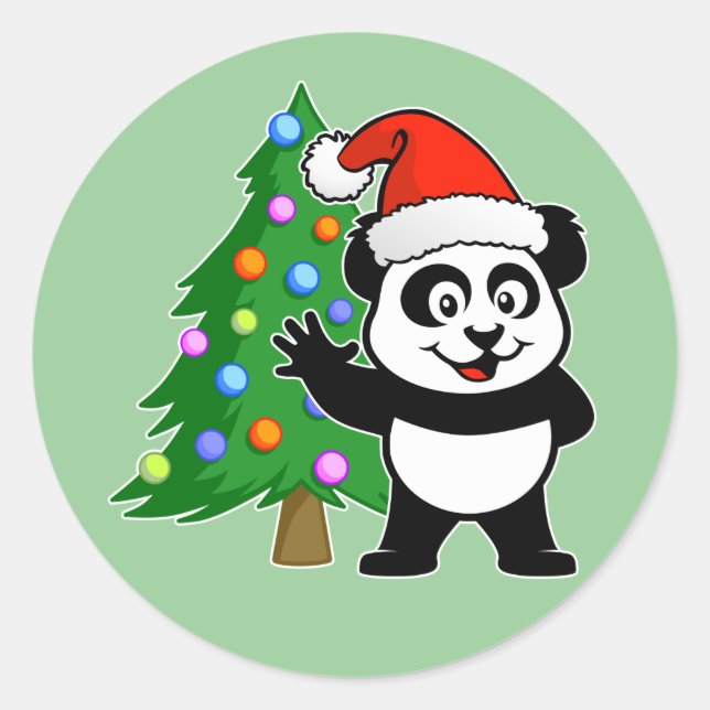 Adesivo Redondo Santa Claus Panda (Frente)