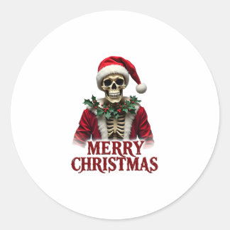 Adesivo Redondo Santa Claus Skeleton Outfit Skull Funny Christmas 