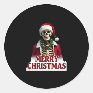 Adesivo Redondo Santa Claus Skeleton Outfit Skull Funny Christmas