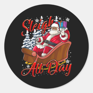 Adesivo Redondo Santa Claus Sleigh Toys Black African American
