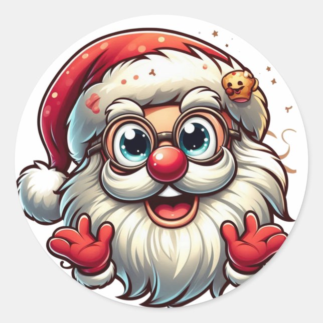 Adesivo Redondo Santa Claus Stickers (Frente)