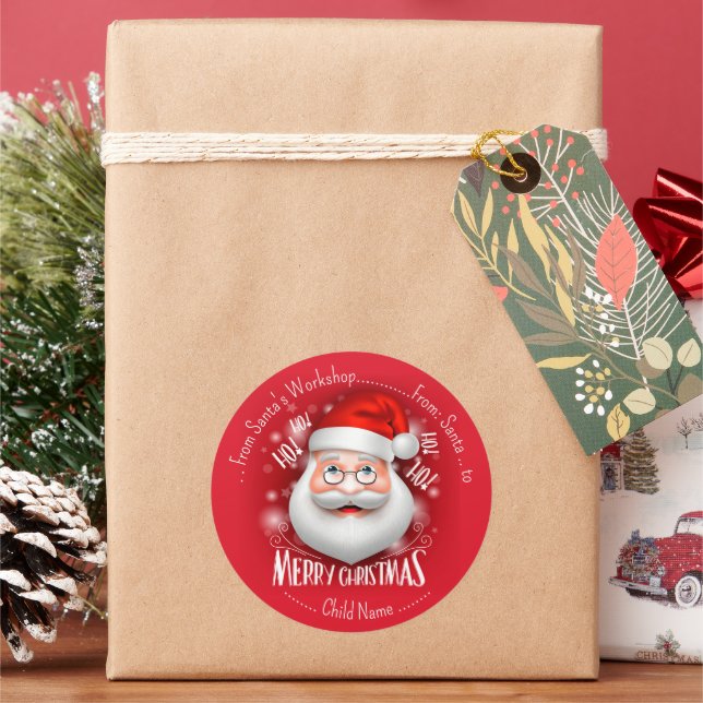 Adesivo Redondo Santa Claus Workshop Feliz Natal (Feriado)