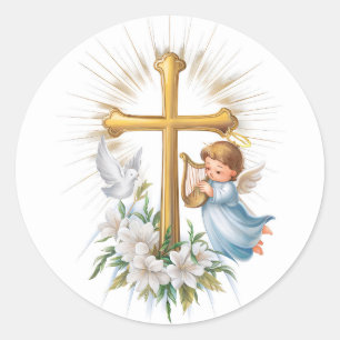 Adesivo Redondo Santa Cruz e Cristão Cupido