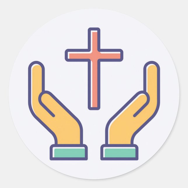 Adesivo Redondo Santa Cruz e Oração (Frente)