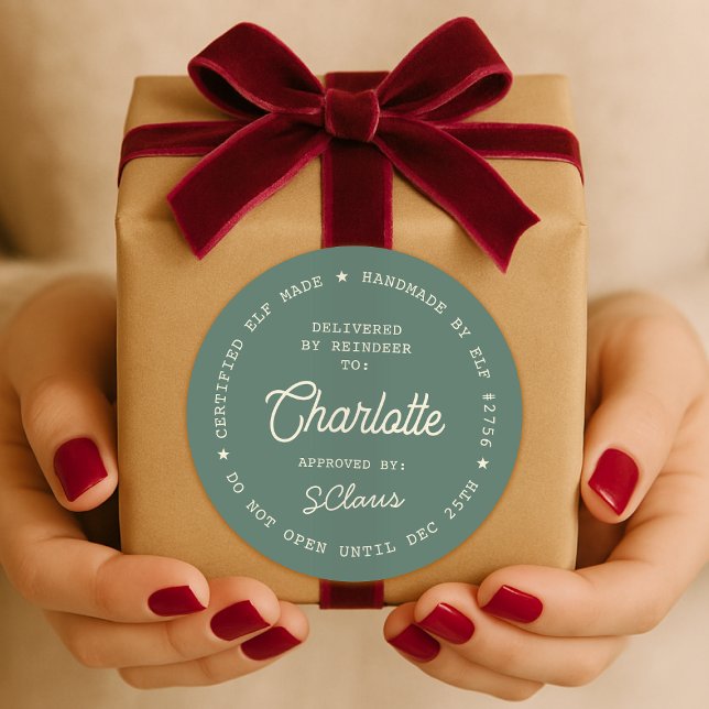Adesivo Redondo Santa Delivery Sticker | Christmas Elf Label Seal (Santa special delivery gift sticker seal - certified elf made, delivered by reindeer!)