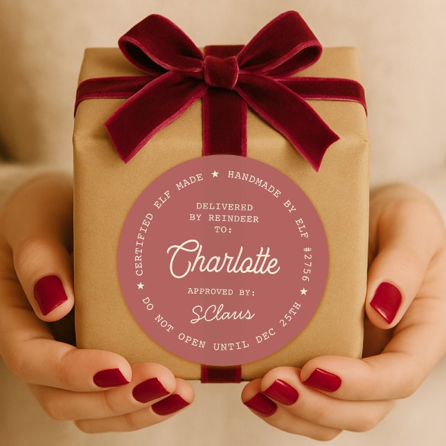Adesivo Redondo Santa Delivery Sticker | Christmas Elf Label Seal (Santa special delivery gift sticker seal - certified elf made, delivered by reindeer!)