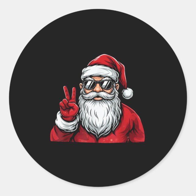 Adesivo Redondo Santa Face Retro Sungles Christmas Shirts For Mens (Frente)