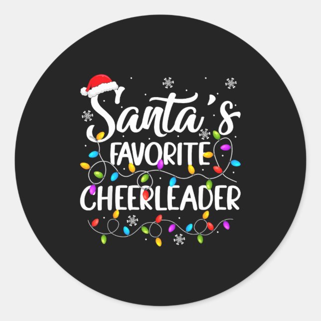 Adesivo Redondo Santa Favorite Cheerleader Christmas Funny Cheerle (Frente)