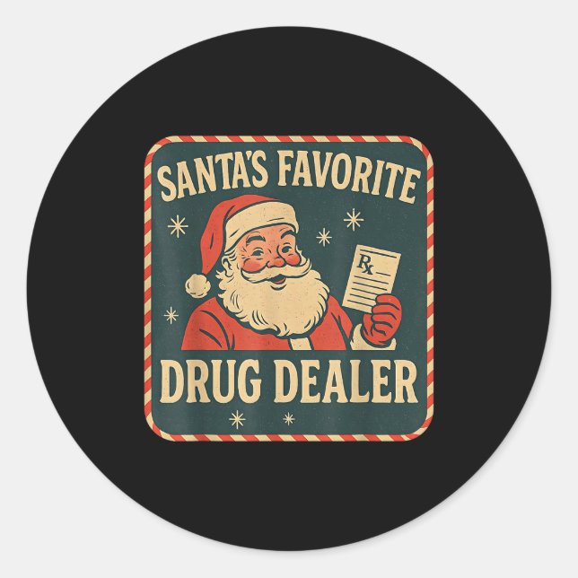 Adesivo Redondo Santa Favorite Drug Er Christmas Pharmacist Health (Frente)