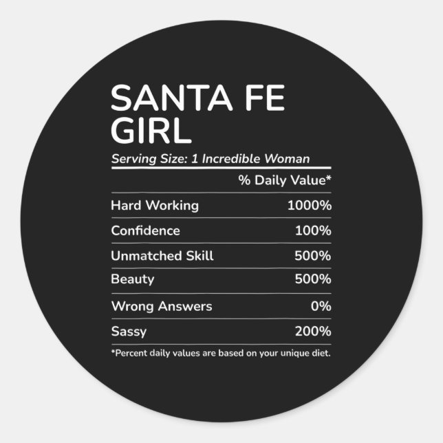 Adesivo Redondo Santa Fe Girl Funny New Mexico Hometown  (Frente)