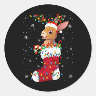Adesivo Redondo Santa Hare Animal Em Luzes De Árvore Do Xmas Da Me