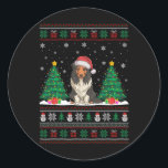 Adesivo Redondo Santa Hat Bearded Collie Dog Xmas Tree Luzes Feias<br><div class="desc">Santa Hat Bearded Collie Dog Xmas Tree Luzes Feias</div>