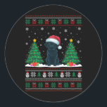 Adesivo Redondo Santa Hat Black Labrador Dog Xmas Tree Luzes Feias<br><div class="desc">Santa Hat Black Labrador Dog Xmas Tree Luz Suor Feio</div>