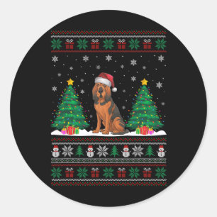 Adesivo Redondo Santa Hat Bloodhound Dog Árvore De Natal Ugl