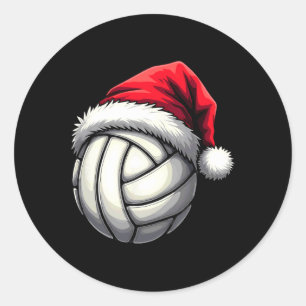 Adesivo Redondo Santa Hat de Voleibol de Natal