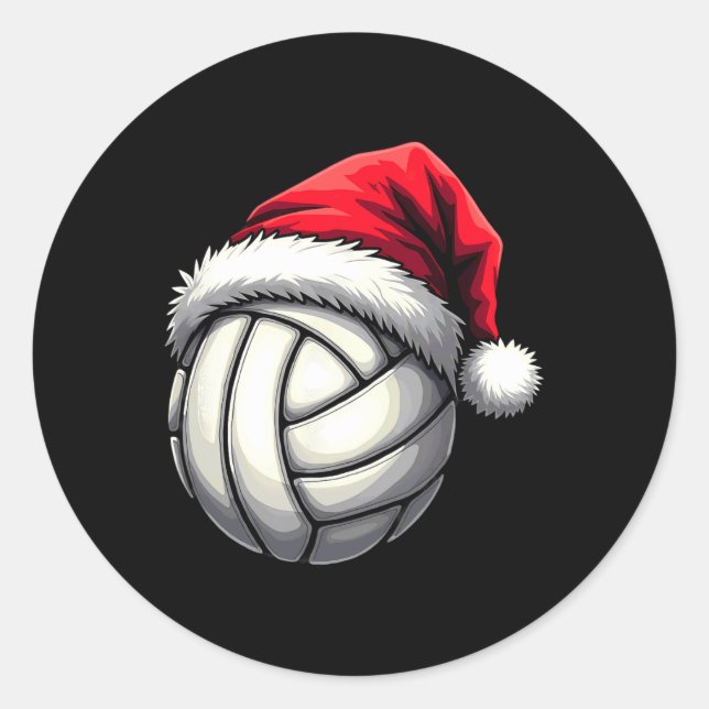 Adesivo Redondo Santa Hat de Voleibol de Natal (Frente)