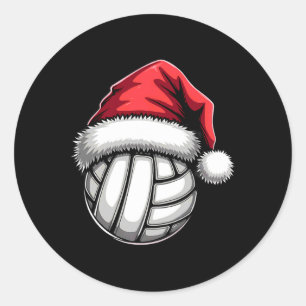 Adesivo Redondo Santa Hat de Voleibol de Natal 1