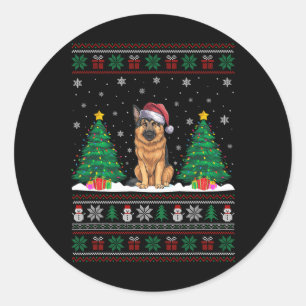 Adesivo Redondo Santa Hat German shepherd Cachorro Natal Luzes De